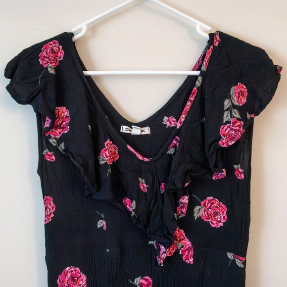 Billabong Dress | Southern Border | Black & Pink Floral Print | Medium - Picture 8 of 9
